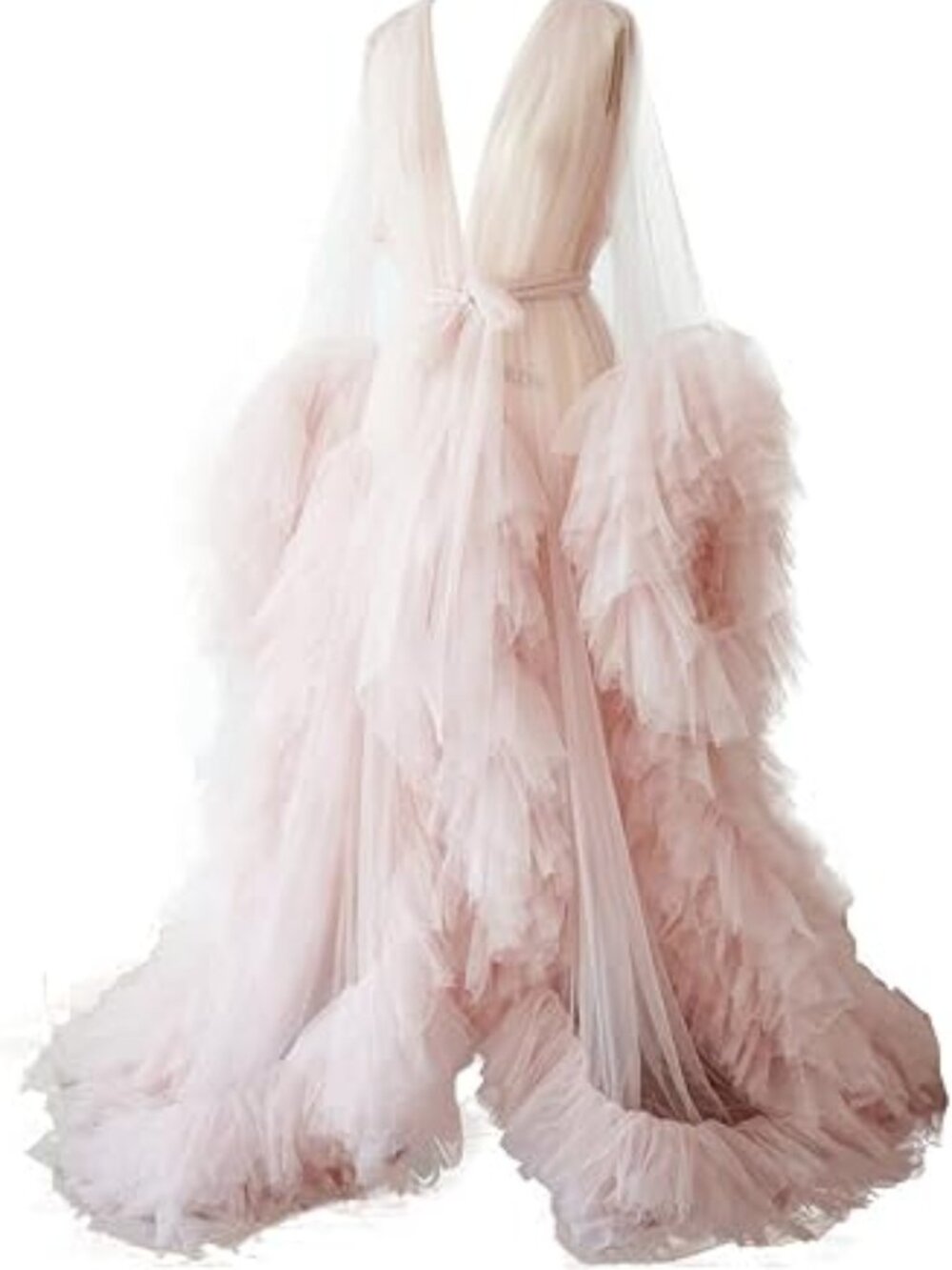 BATHGOWN Illusion Long Tulle Bridal Robe